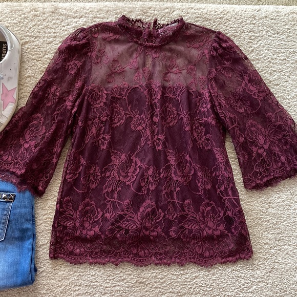 Heartloom Wine Color Lace Blouse - Picture 2 of 7